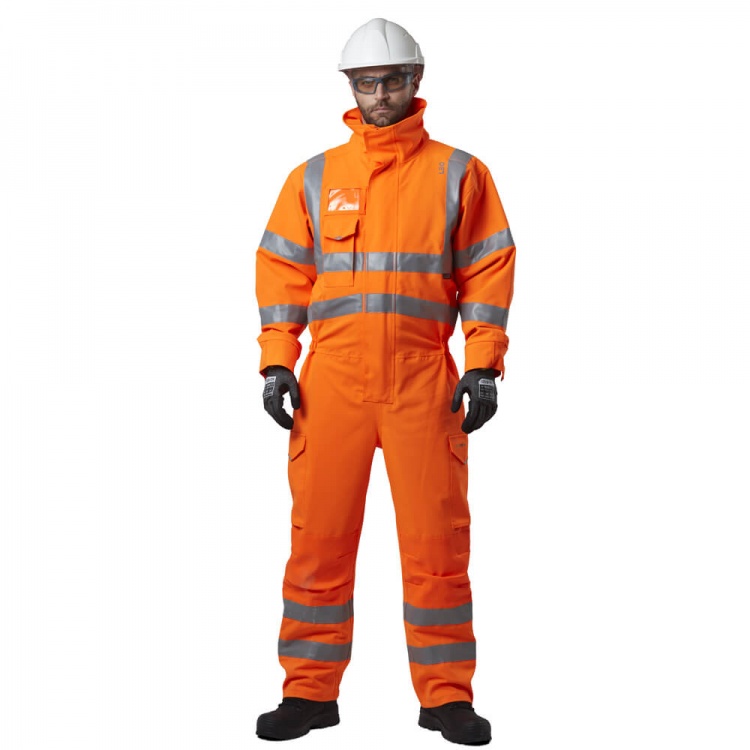 Leo Workwear CV02-O Watertown ISO 20471 Class 3 EcoViz 10KX RIS-3279-TOM Stretch Coverall Orange